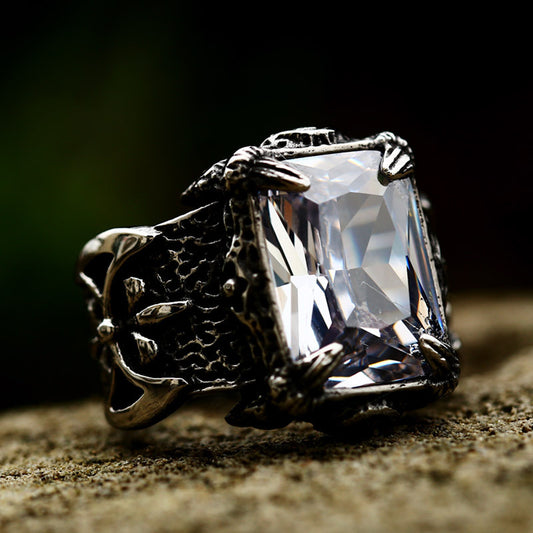 Mens Stainless Steel Crown Ring With Vintage Stone Inlay For Anniversary Gift And Statement Jewelry Wide For Men