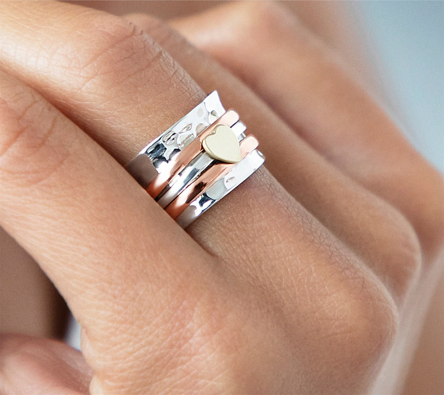 Vintage Alloy Rotary Ring Decompression Band Boho Gift With Greeting Card And Gift Box Anxiety Fidget Spinner Statement