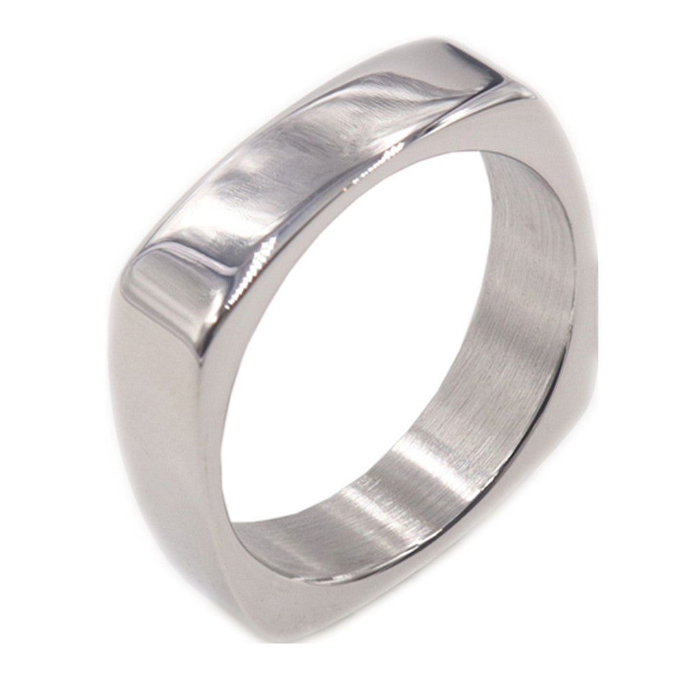 Rectangular Mens Stainless Steel Ring No Inlay Smooth Band For Everyday Wear Durable Comfort For Daily Outdoor