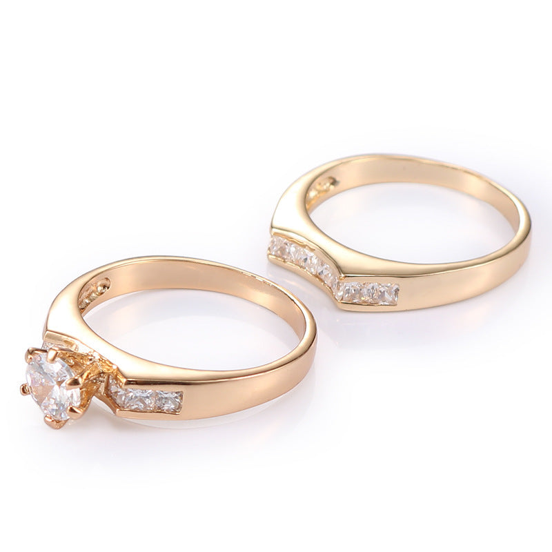 Unisex Titanium Steel Ring Geometric Design Diamond Studded Ring Fashion Jewelry Band Ring Set Simple Ring for Men and Women Couple Rings Two Pieces