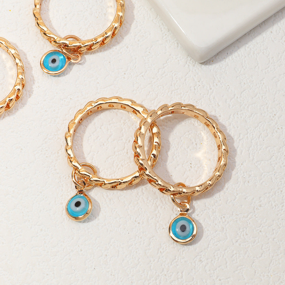 Street Punk Demon Eye Pendant Ring Bar Knot Alloy Ins Style Jewelry for Men Women Gift Trendy Gothic Accessory