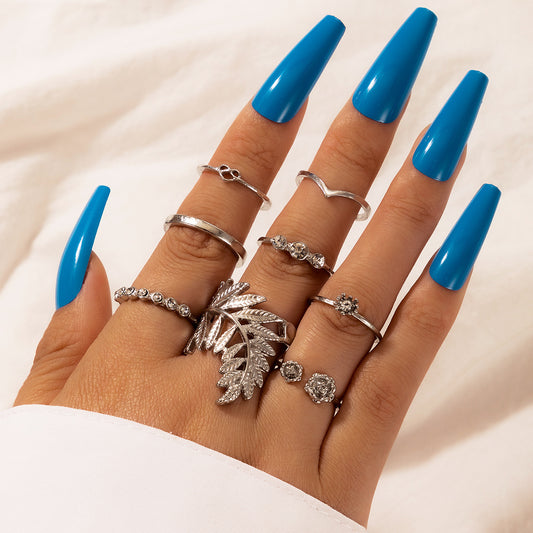 Geometric Copper Ring Set Fashion Plated Rings Ethnic Style Jewelry For Women Gift Trendy Jewelry Gift For Her