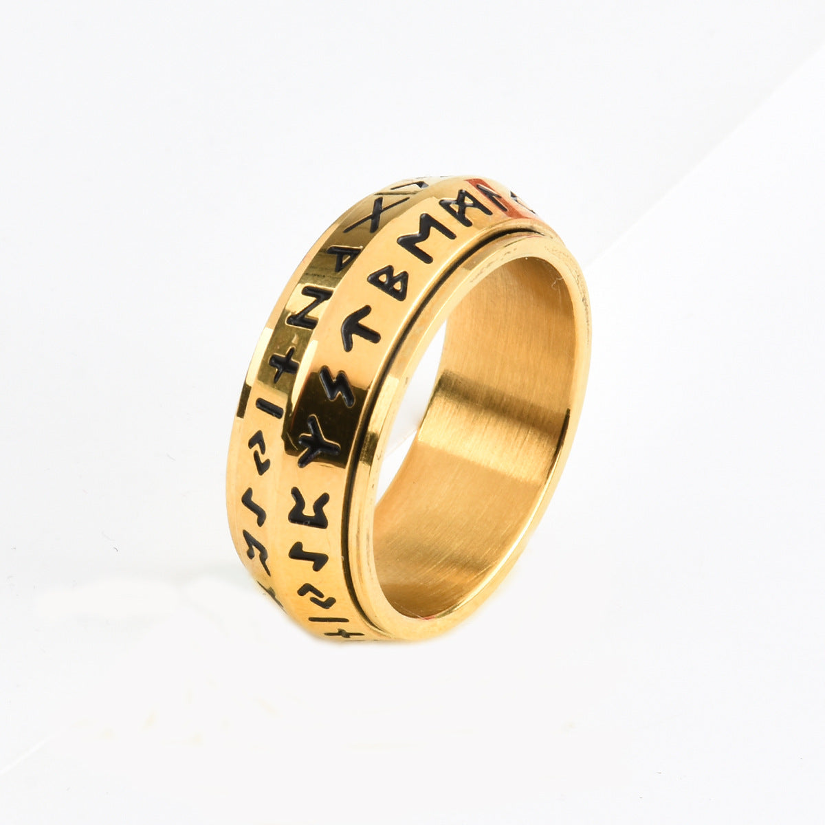 Geometric Nordic Viking Rune Titanium Steel Ring Unisex Jewelry For Wear Durable Hypoallergenic Size 7 8 9 10 11 12