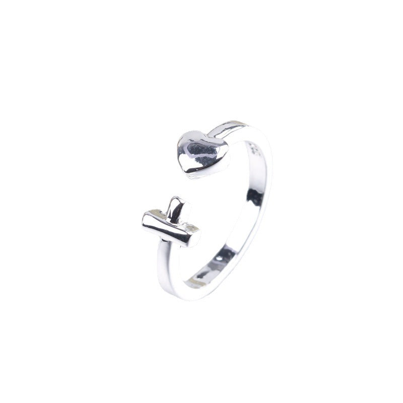 Womens Adjustable Ring 18K Gold Plated Copper Cross Heart Dainty Delicate Everyday Jewelry Lustre Gift For Her