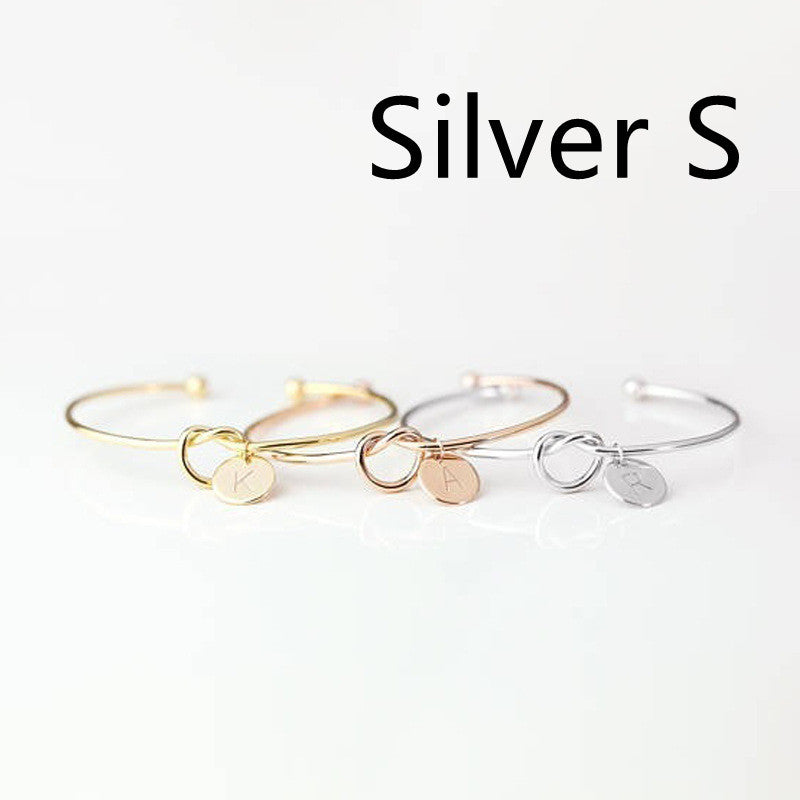Womens Alloy Letter Bracelet Dead Knot Bangle Jewelry Gold