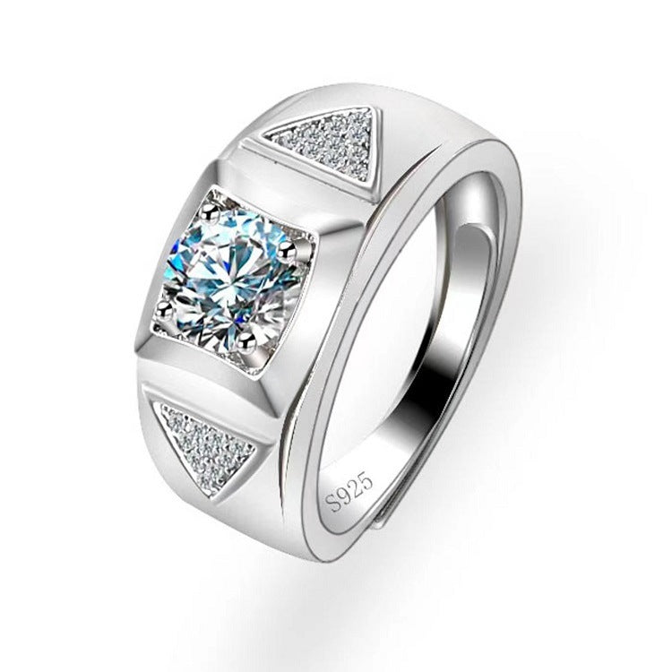 Mens Adjustable Copper Ring With Diamond Design Starry Sky Elements Korean Fashion Ring Jewelry Gift For Him Everyday