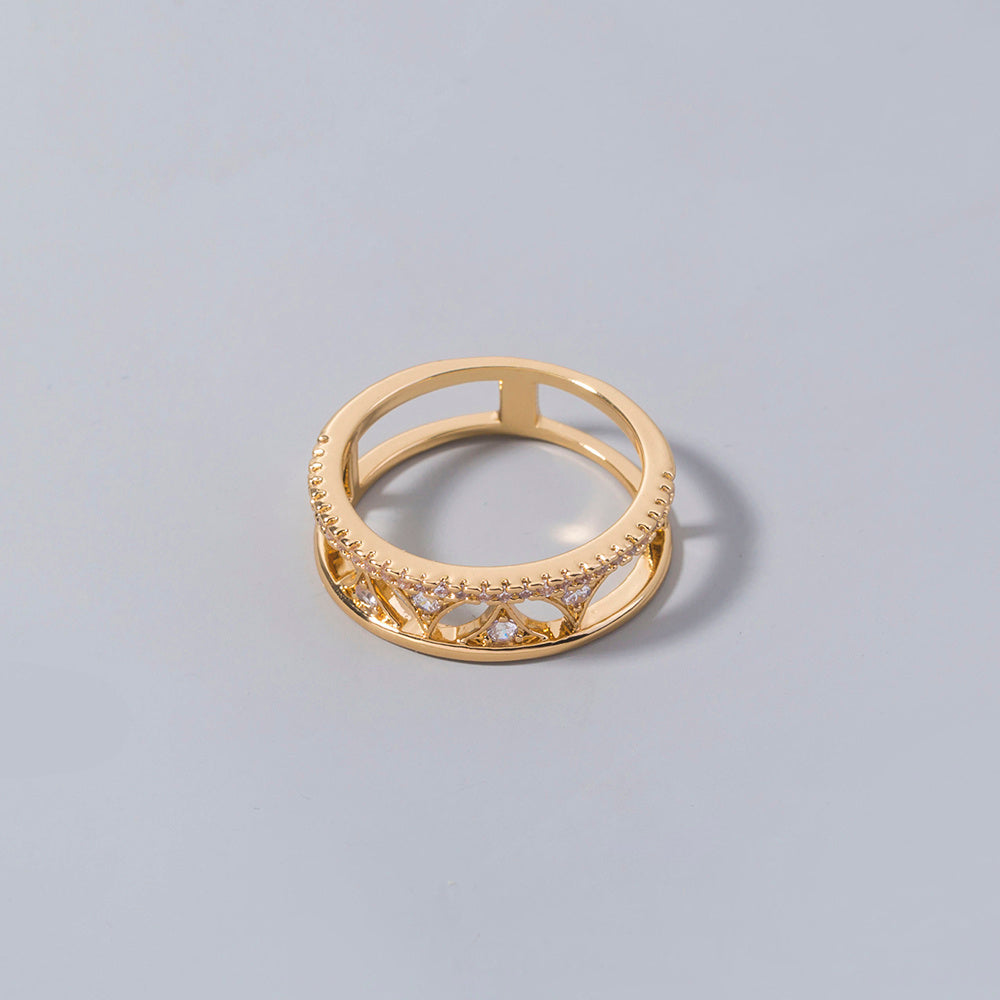 Women's Adjustable Triangular Sail Zircon Copper Ring Gift