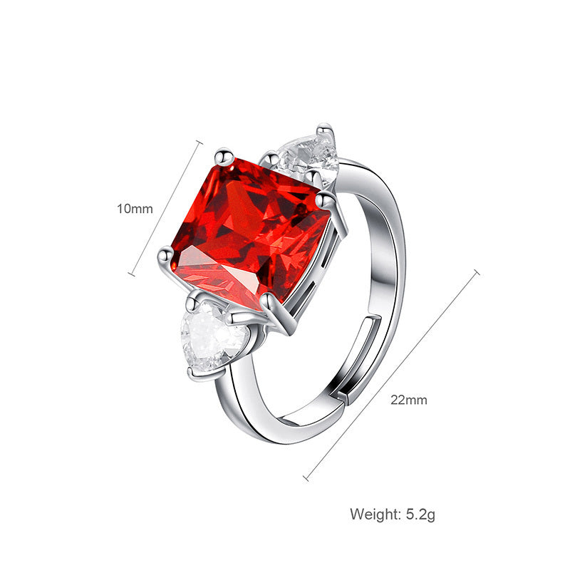 Copper Ring With Square Inlaid Zircon Accent Multicolor Jewelry For Women Gift For Her Fashion Jewelry For Her