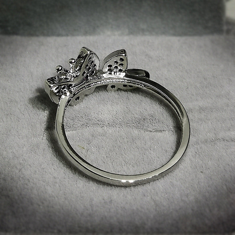 Stylish Diamond Studded Bow Jewelry Ring Bracelet Brass And Alloy Setting For Everyday Fashion Accessory Gifts