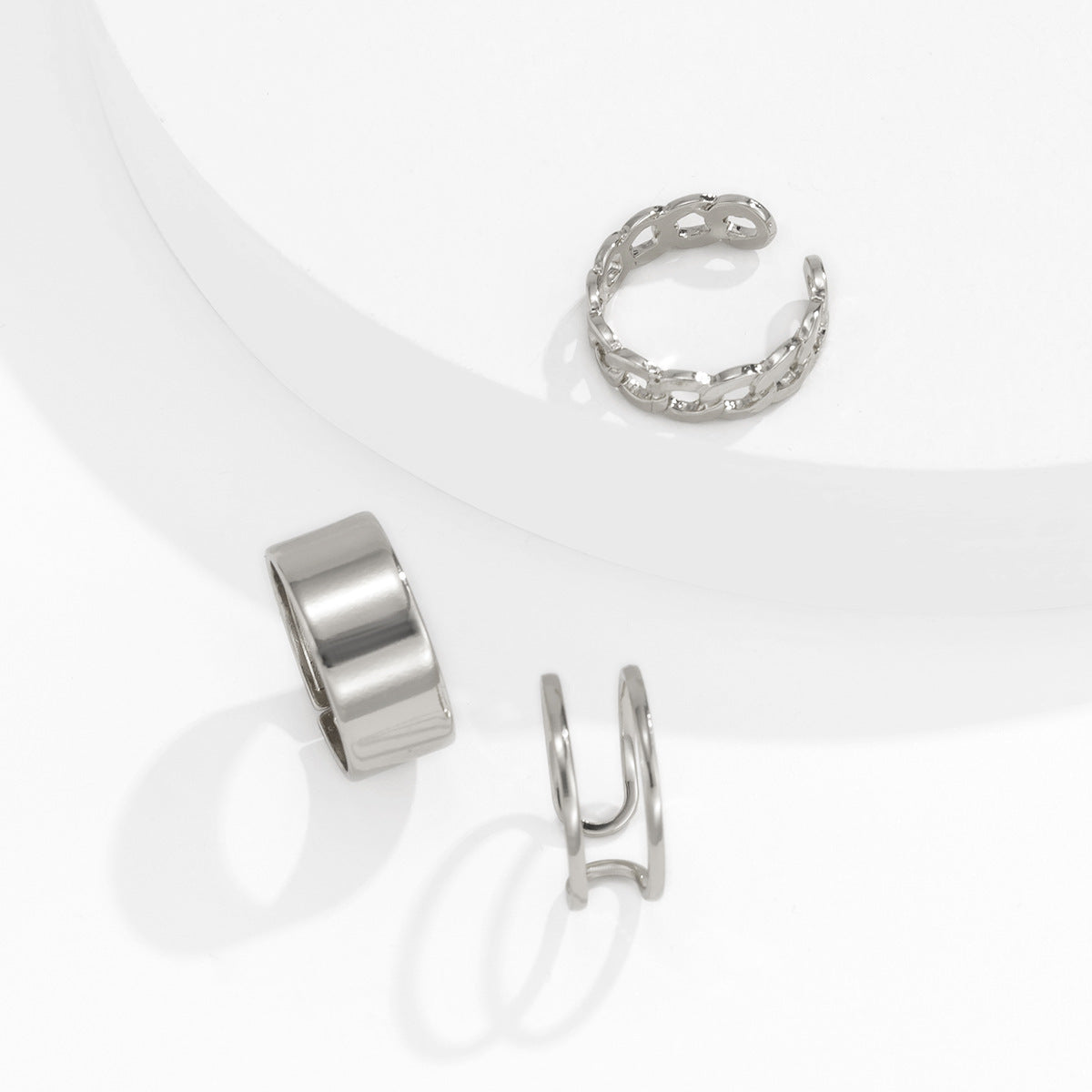 Womens Alloy Ring Sets Geometric Rings Electroplated Rings Cee Shaped Rings Fashion Jewelry For Women And Girls