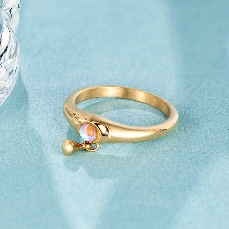 Women's Fashion Ring with Pearl Three-Dimensional Design Minimalist Niche Titanium Steel Electroplated Gold Shell Trendy Ring Elegant Jewelry