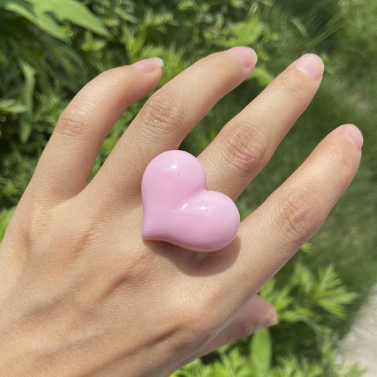 Women Heart Shaped Resin Ring Candy Color Love Ring For Anniversary Gift Wedding Celebration Ring For Her Gift