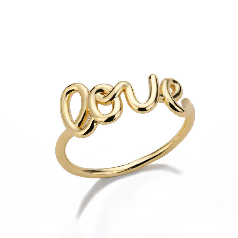 Gold Plated Love Couple Rings Unisex Copper Jewelry