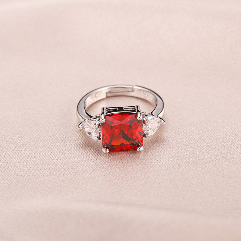 Copper Ring With Square Inlaid Zircon Accent Multicolor Jewelry For Women Gift For Her Fashion Jewelry For Her