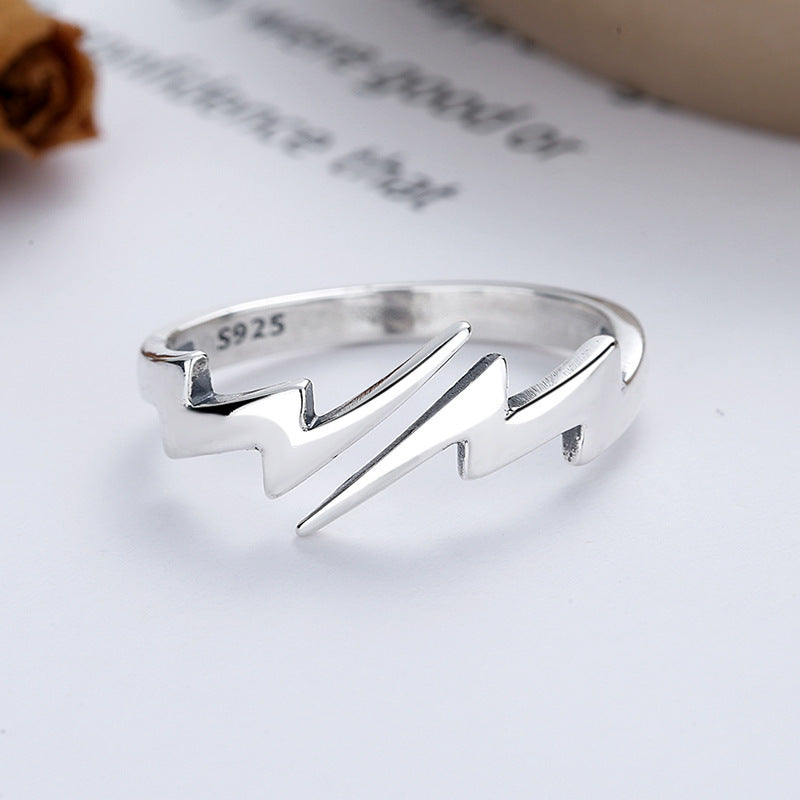 Silver Lightning Ring For Women And Girls Thin Band Design Everyday Wear Lightning Bolt Jewelry For Daily Wear