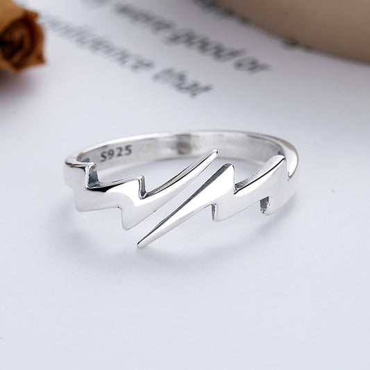 Silver Lightning Ring For Women And Girls Thin Band Design Everyday Wear Lightning Bolt Jewelry For Daily Wear