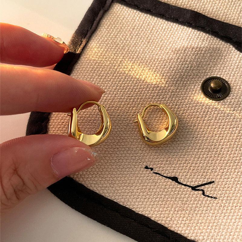 Unisex Geometric Earrings Glossy Electroplated Metal Quadrilateral Jewelry For Women And Men Gold Bold Fashion