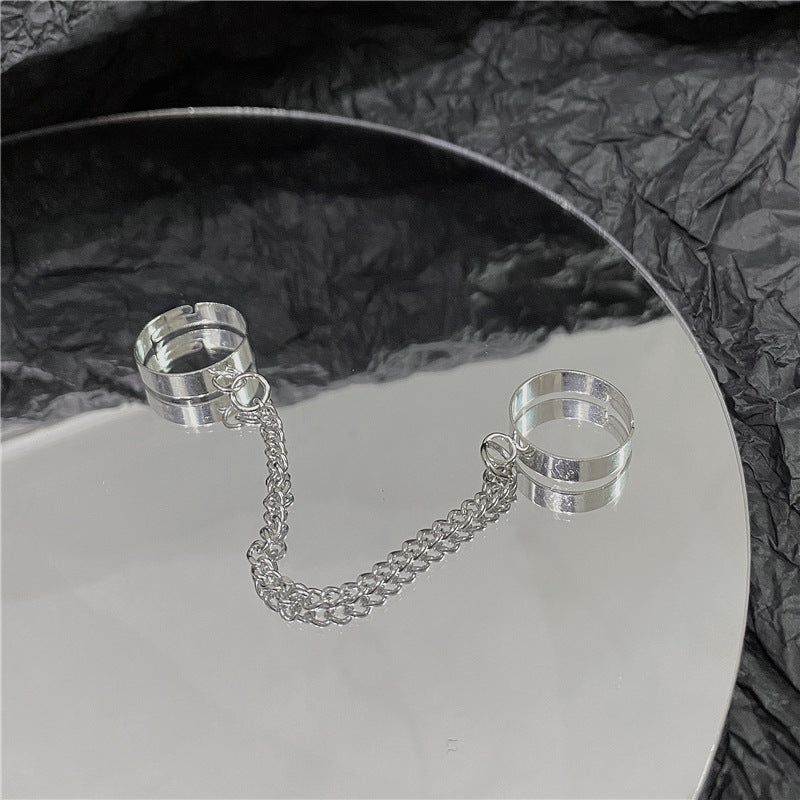 Womens Alloy Cross Ring Set Punk Hip Hop Chain Accessory