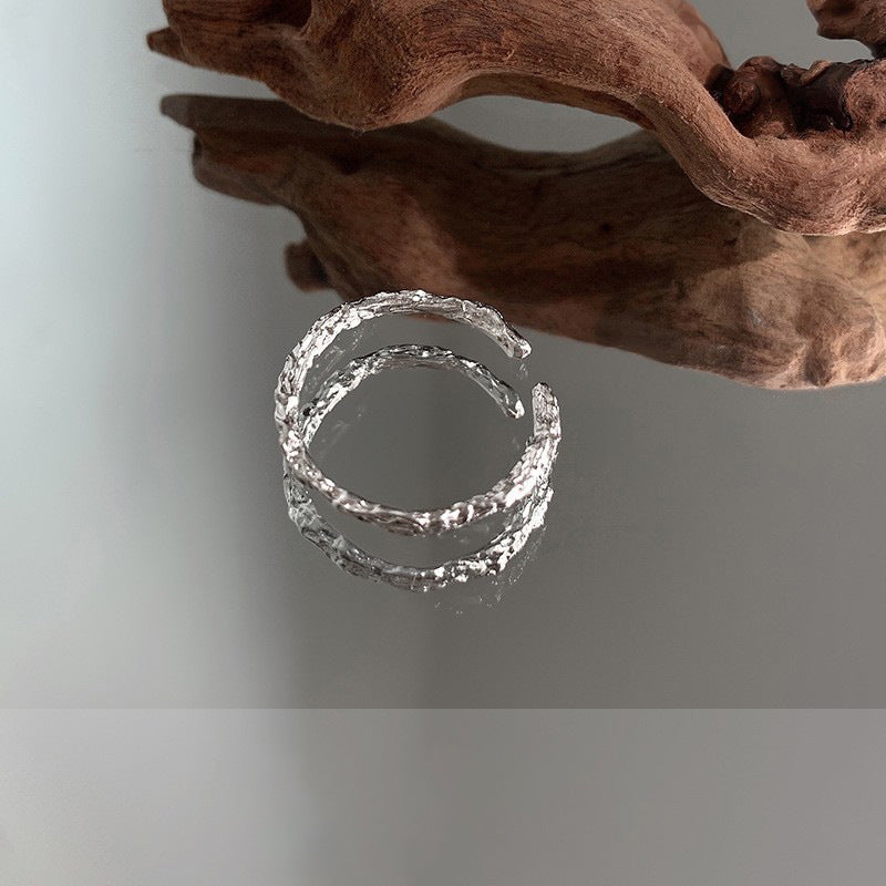 Olive Branch Sterling Silver Open End Ring Electroplated