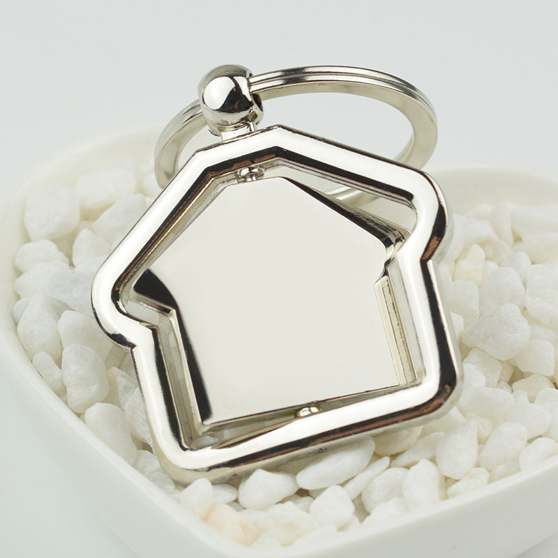 Rotating Metal Keychain Home Decor Modern Geometric Design Alloy Electroplated Ornament Key Ring For Home Uses