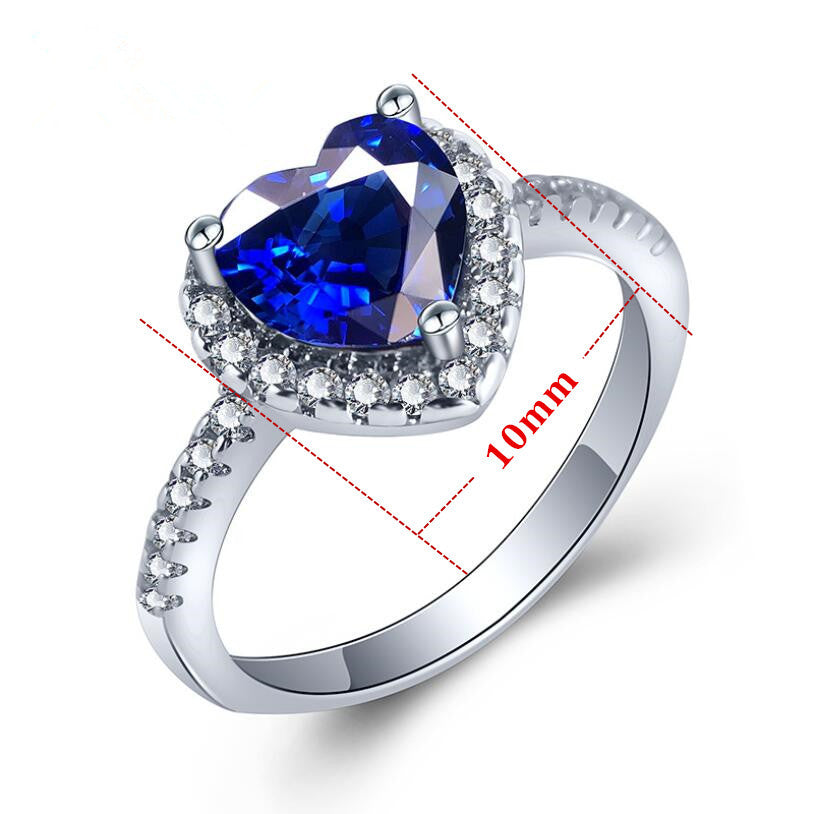 Copper Ring With Zircon Gemstones Geometric Love Pattern And Full Diamond Accent For Women Fashion Jewelry Gift Ready