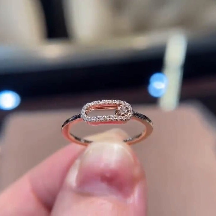 Women Open Mouth Adjustable Diamond Accent Ring Gold Copper