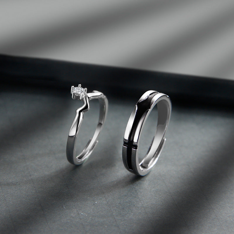 Sterling Silver Matching Rings For Couples Adjustable Opening Band Promise Rings For Her And Him Wedding Bands