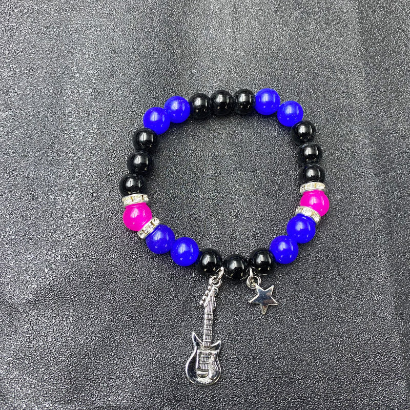 Couples Magnetic Heart Beaded Glass Bracelets Elastic Love Jewelry Rose Red And Dark Blue Horizontal Bar Gifts