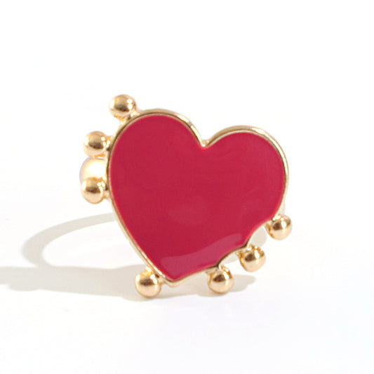 Womens Gold Plated Heart Ring With Love Beads Romantic Design Elegant Jewelry Gift For Her Anniversary GiftNow