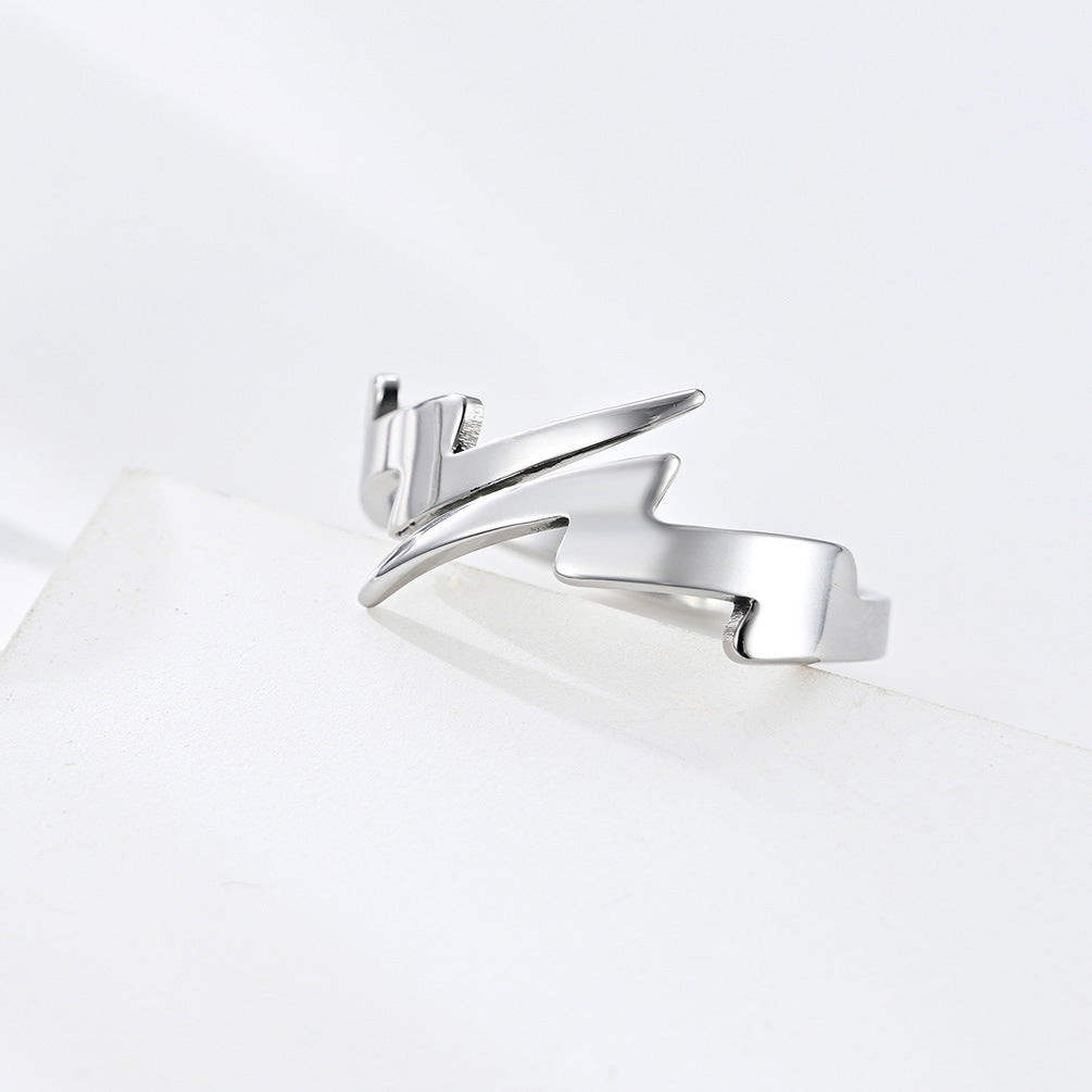 Simple Harajuku Lightning Tide Eclipse Ring Hollow Titanium Steel Unisex Fashion Jewelry For All Wear Everyday