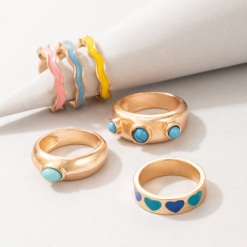 Women Alloy Ring Set European And American Fashion 6 Piece Ring Set For Women Girls Ladies Trendy Everyday Now