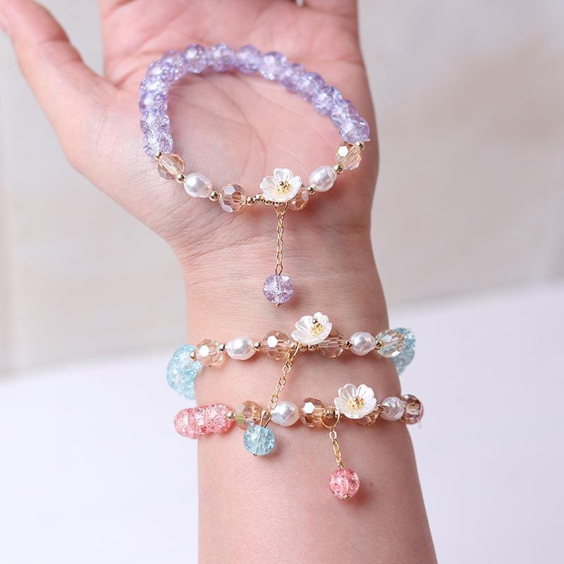 Womens Crystal Flower Bracelet Multicolored Pastel Florals Jewelry Gift for Her and Girls Elegant Floral Crystal Shine