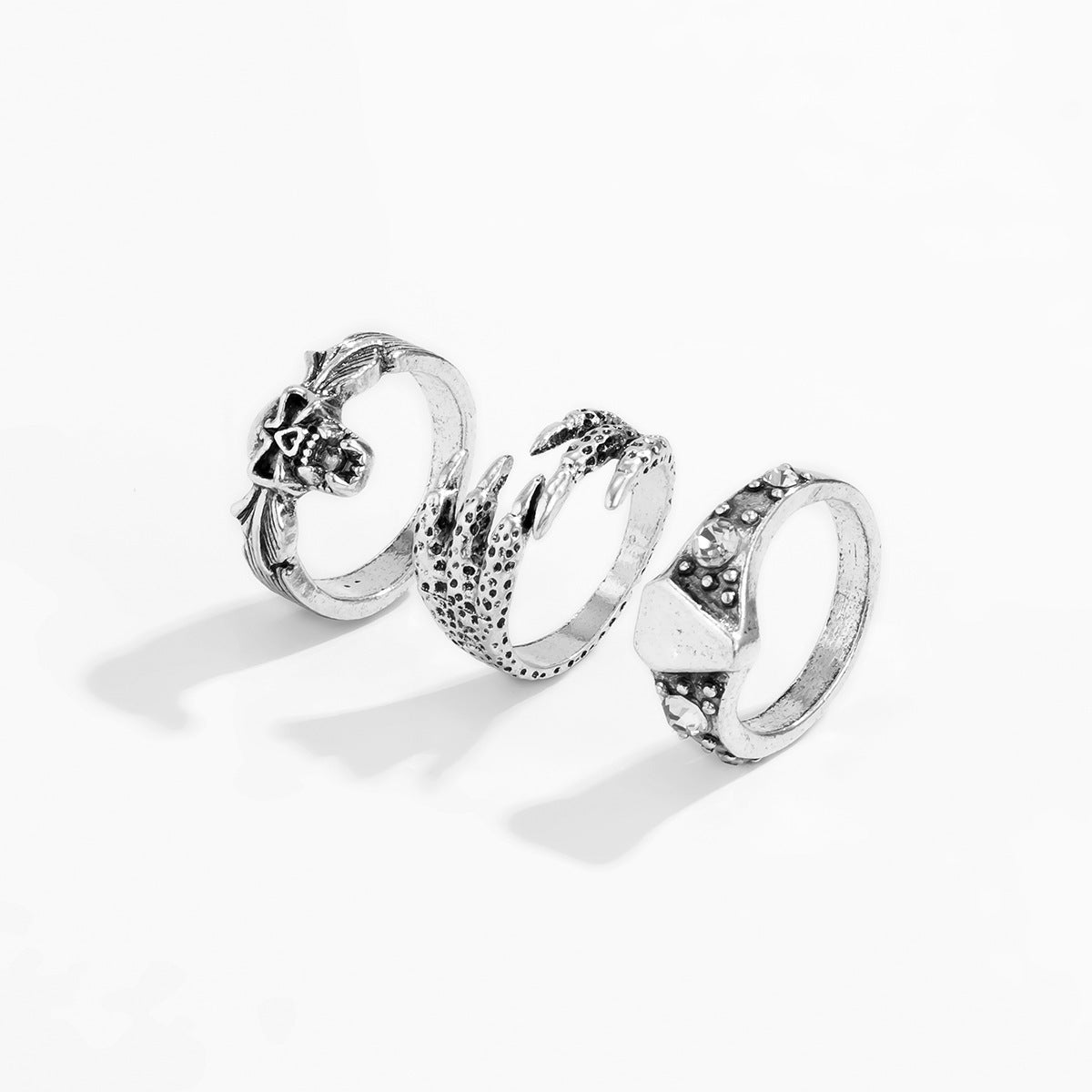 Womens Fashion Ring Set Gold Tone Jewelry With Skull And Eagle Claw Design Statement Rings For Women Fashion Gift