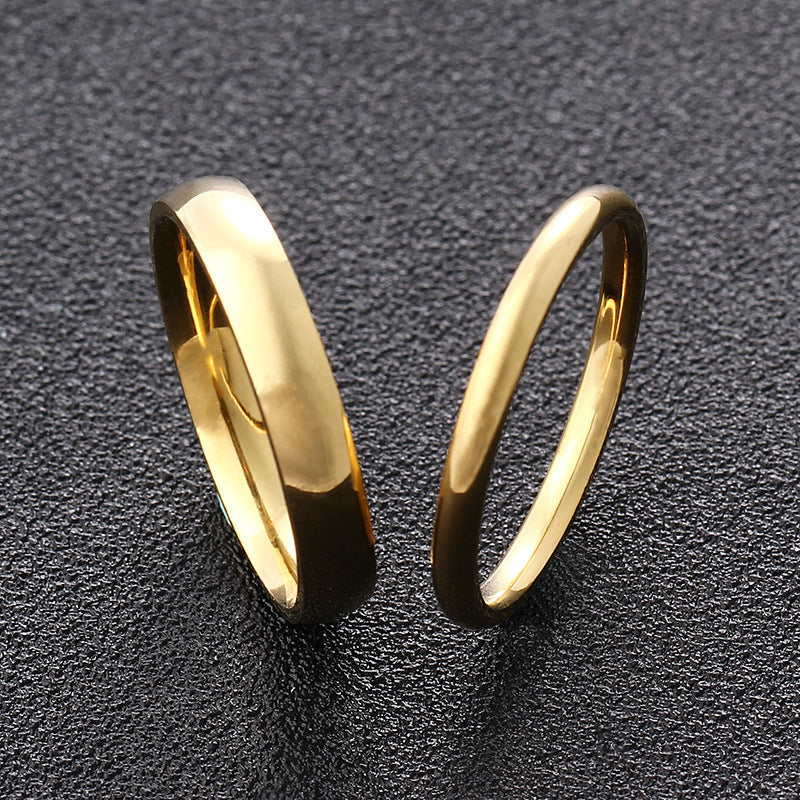 Couple Rings Titanium Steel Gold Circle Matching Rings For Him And Her Wedding Bands Jewelry Simple For Couple