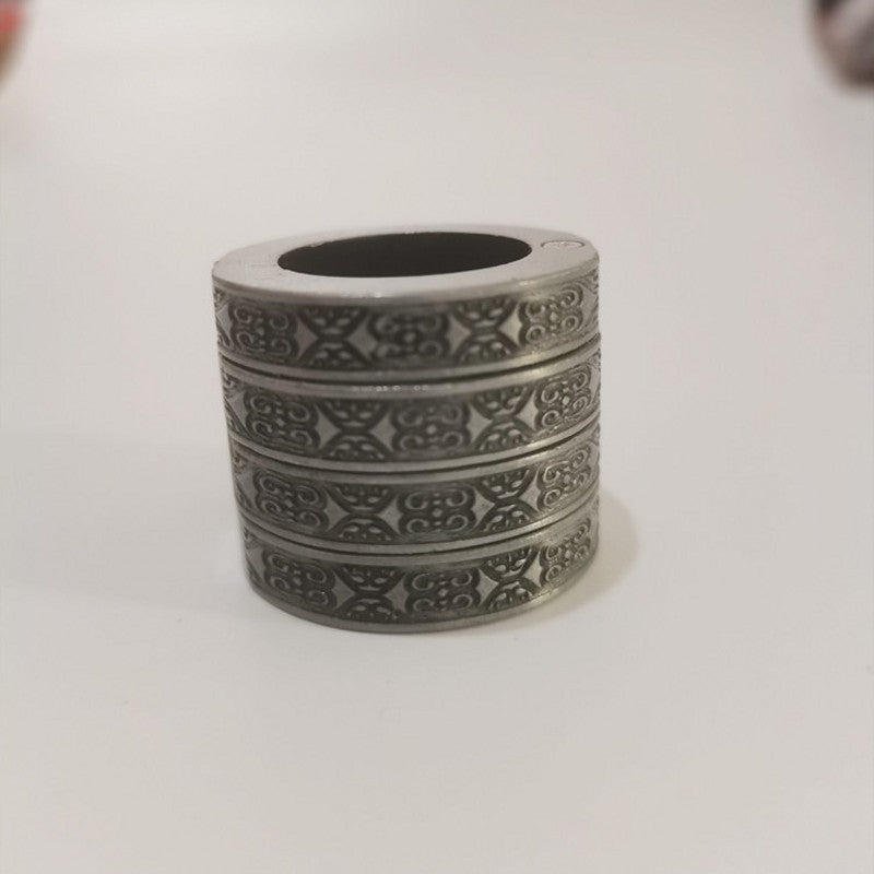 Round Lettering Old Bronze Ring Set 4 Styles Square Bronze Silver Gray Silver Gold Includes 4 Rings Ready Pack