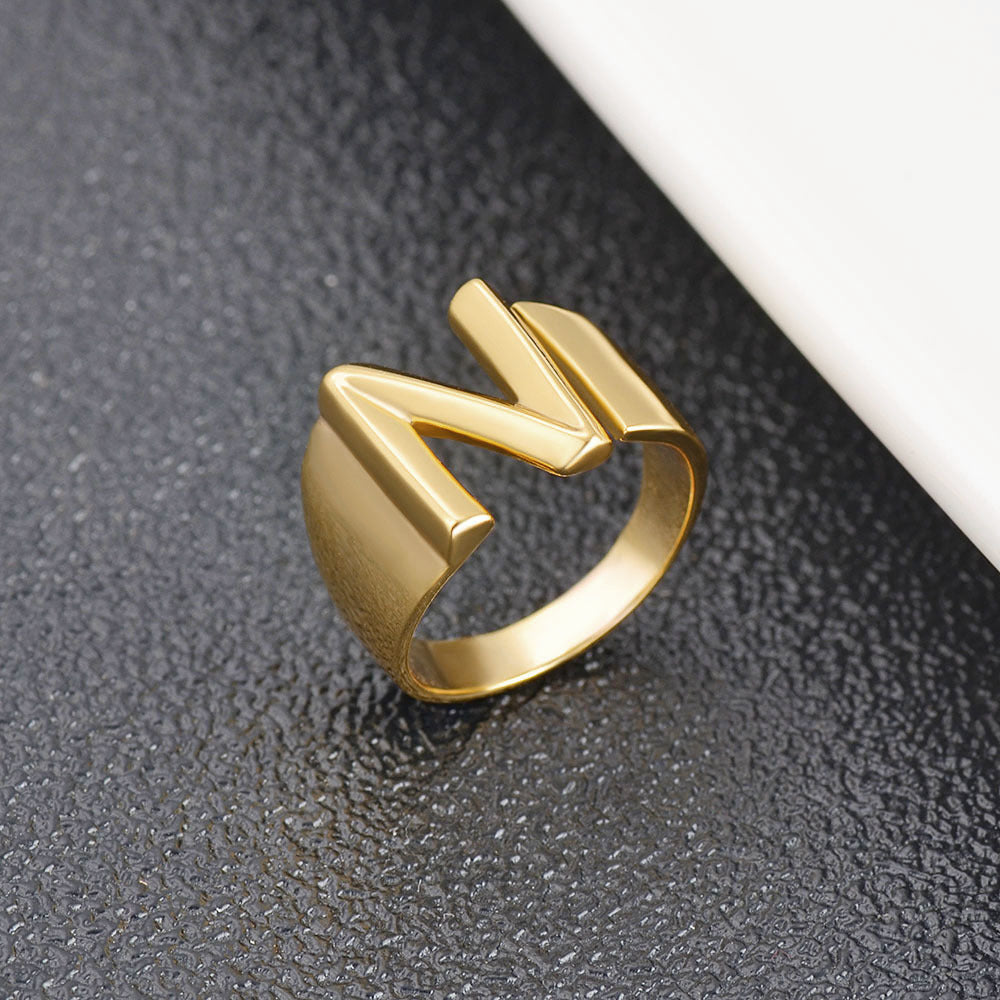 Womens Initial Letter Copper Ring With Gold Inlay A To Z Alphabet Ring For Her Birthday Gift Ideal For Girls And Women