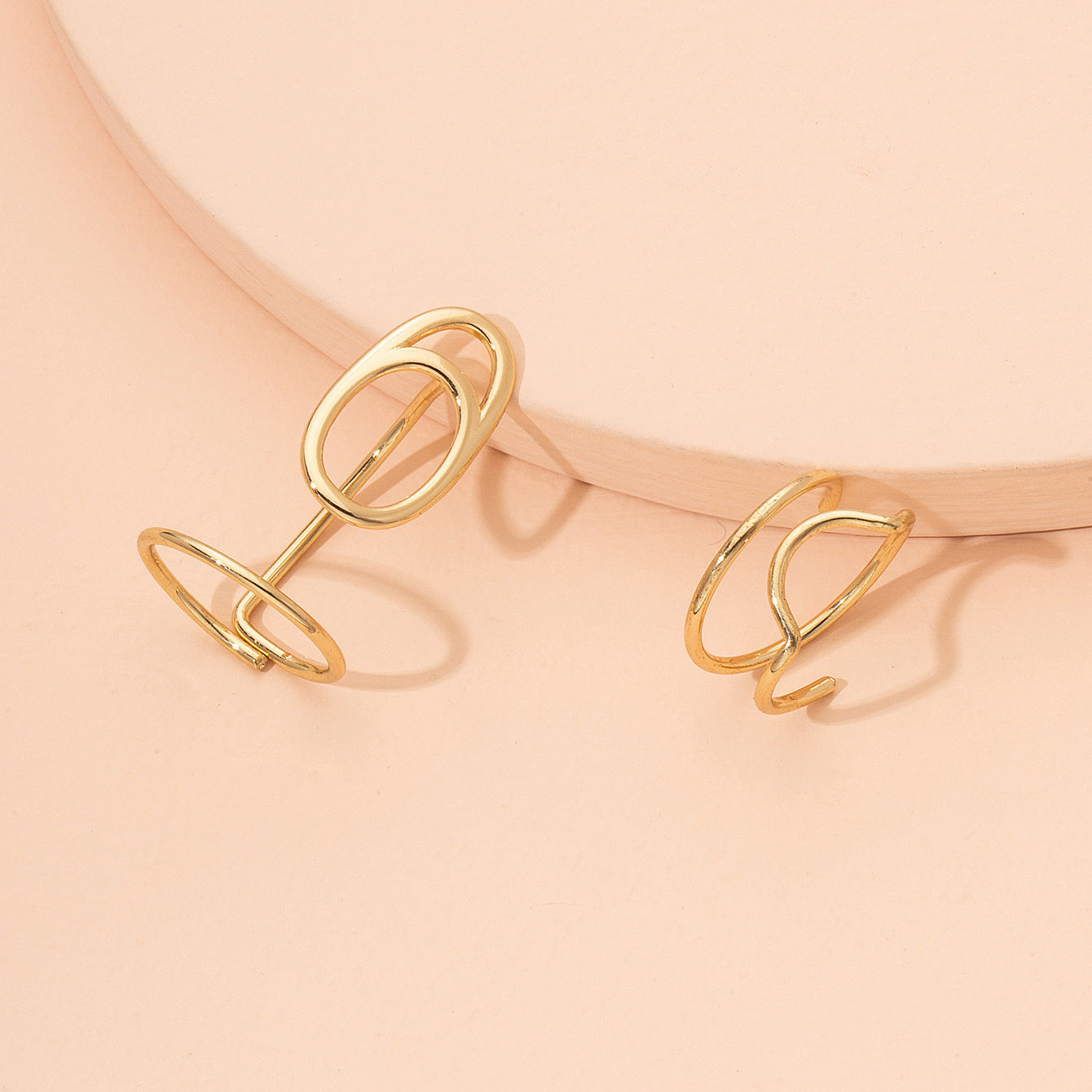 Womens Copper Rings Set 2 Gold Fashion Jewelry Finger Buckle Rings Elegant Jewelry Set For Womens Girls Trendy Trendy