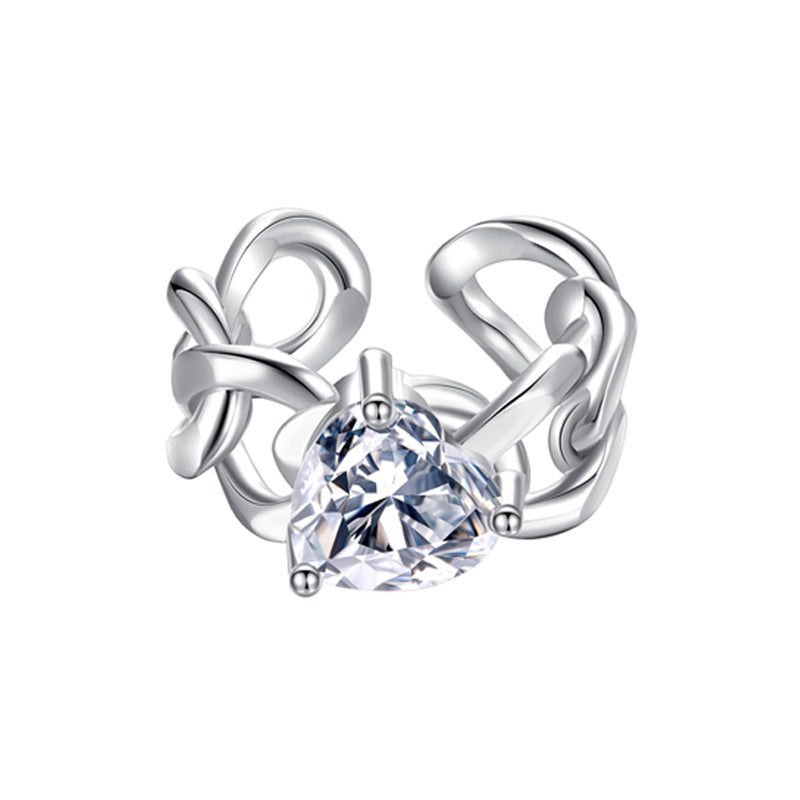 Copper Ring With Diamond Zircon Niche Design Double Opening Gold Plated Setting for Women Elegant Design Daily