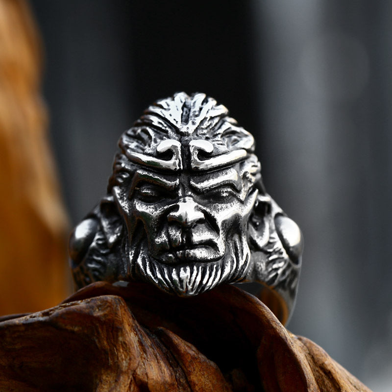 Mens Cartoon Character Stainless Steel Ring Retro Jewelry