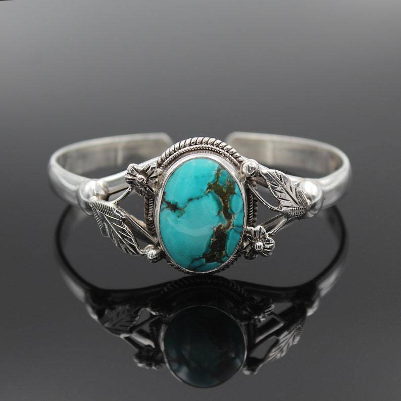 Turquoise Vintage Alloy Bangle With Pearl Accents And Shell Inlay Jewelry Bracelet For Women Handcrafted Style