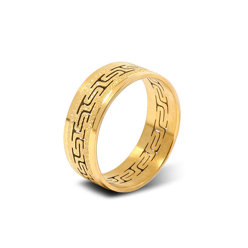 Unisex Stainless Steel Ring Great Wall Pattern Frosted