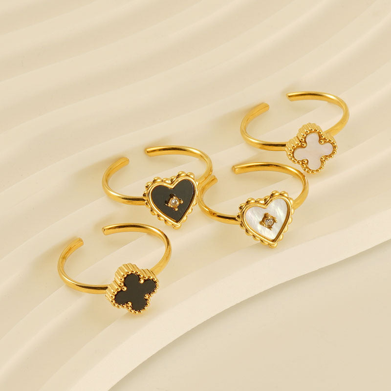 Womens Heart Shaped Stainless Steel Ring Electroplated 18K Gold Tone Finish Durable Jewelry For Everyday Wears