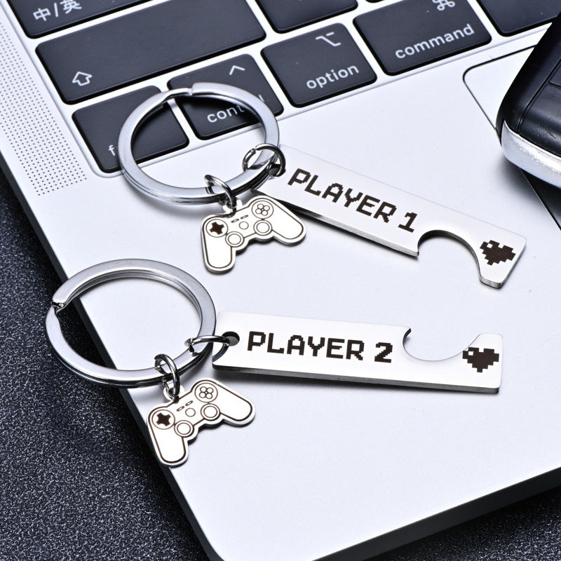 Matching Couple Keychain Set Titanium Metal Keyrings For Him And Her Anniversary Gift With Satin Finish In USA