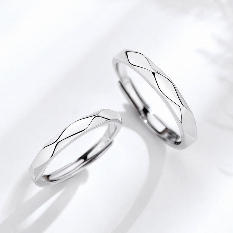 Couple Rings Set Adjustable Matching Rings Him And Her Silver Diamond Korean Elegant Simple Promise Rings Rose