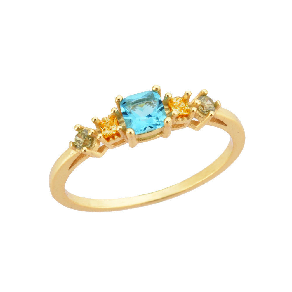 Geometric Zircon Ring 925 Sterling Silver 18K Gold Plated Fashion Jewelry for Women Everyday Modern Style Chic