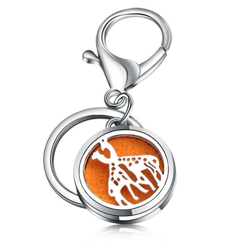 Essential Oil Diffuser Keychain Stainless Steel Aromatherapy Pendant 28mm Round Metal Perfume Key Ring Travel Ready