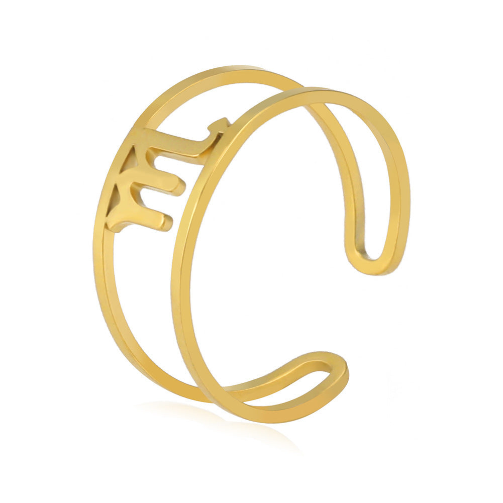 Unisex Titanium Steel Ring Electroplated Stainless Steel Constellation Zodiac Sign Ring Natural Design For Men And Women