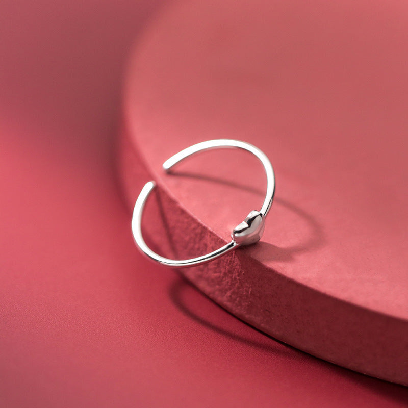 Dainty Heart Ring In Sterling Silver Adjustable For Women Everyday Wear Elegant Jewelry Gift Idea For Birthday