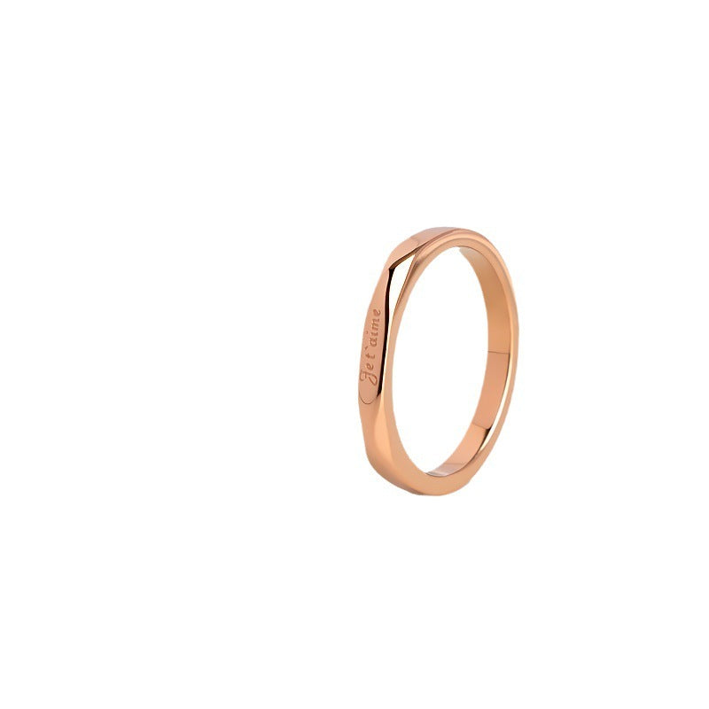 Womens Titanium Steel Ring I Love You Geometric Electroplated Promise Engagement Wedding Anniversary Gift Gift