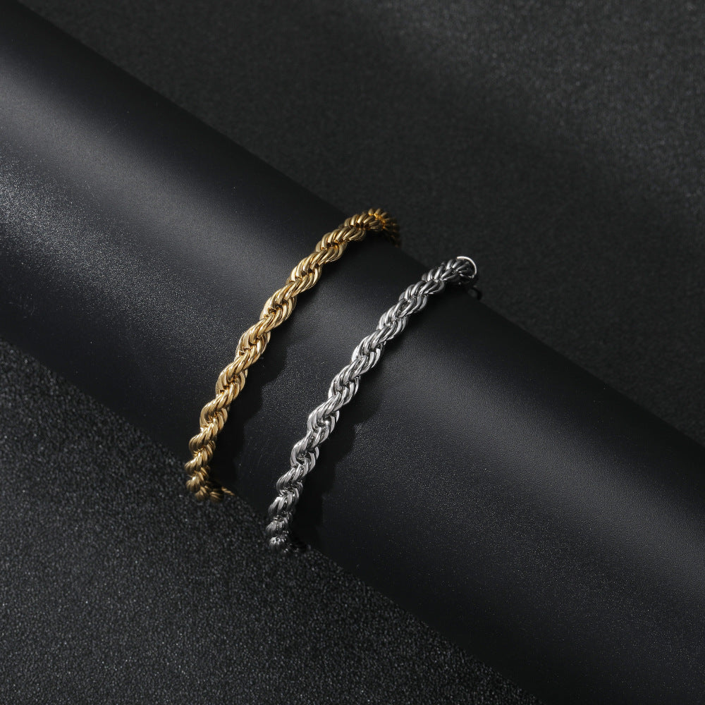 Stainless Steel Twisted Rope Chain Bracelet Geometric Style